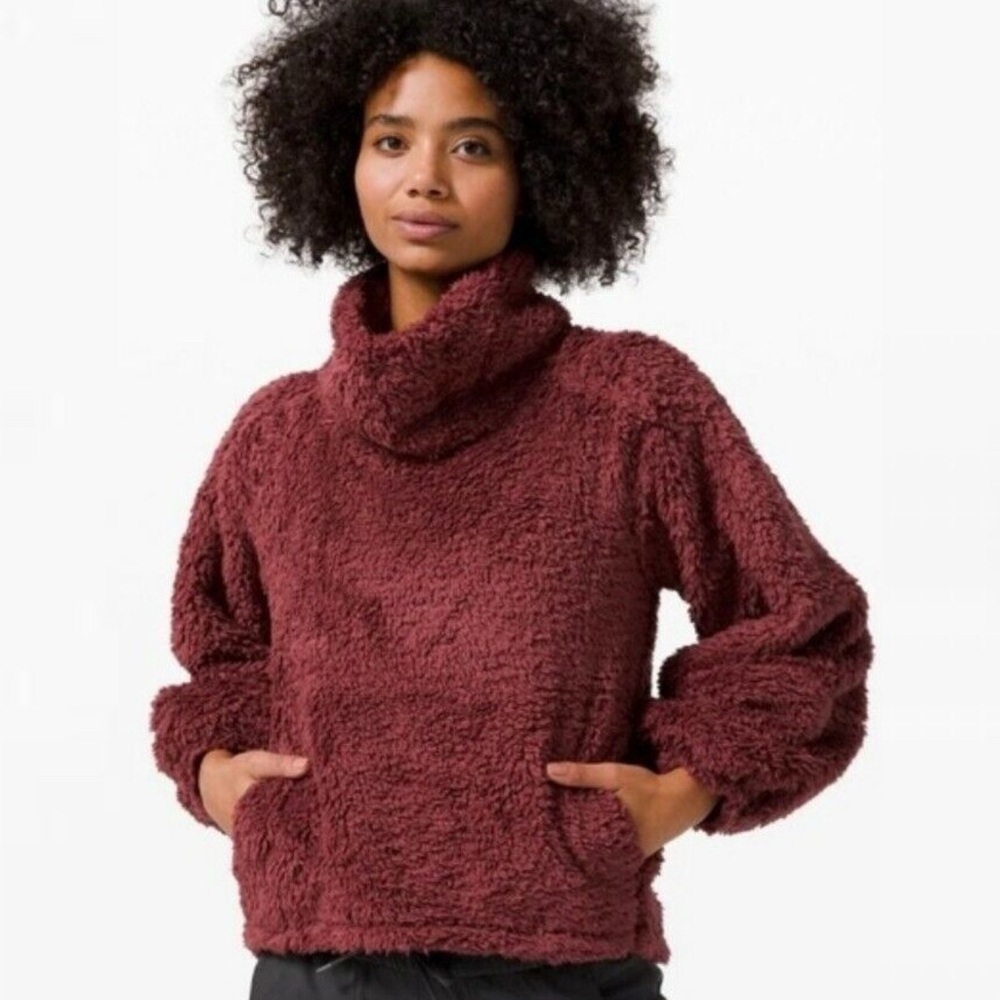 Lululemon Warm Restore Sherpa Fleece Pullover Sweater Red Size Small XS Boho